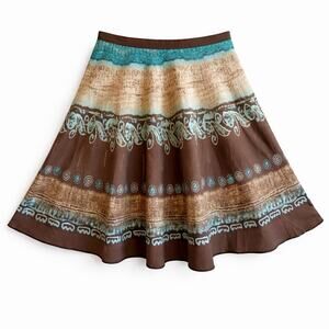 Vintage OCCO Paris Priska Abstract Print Viscose A Line Skirt Size 44